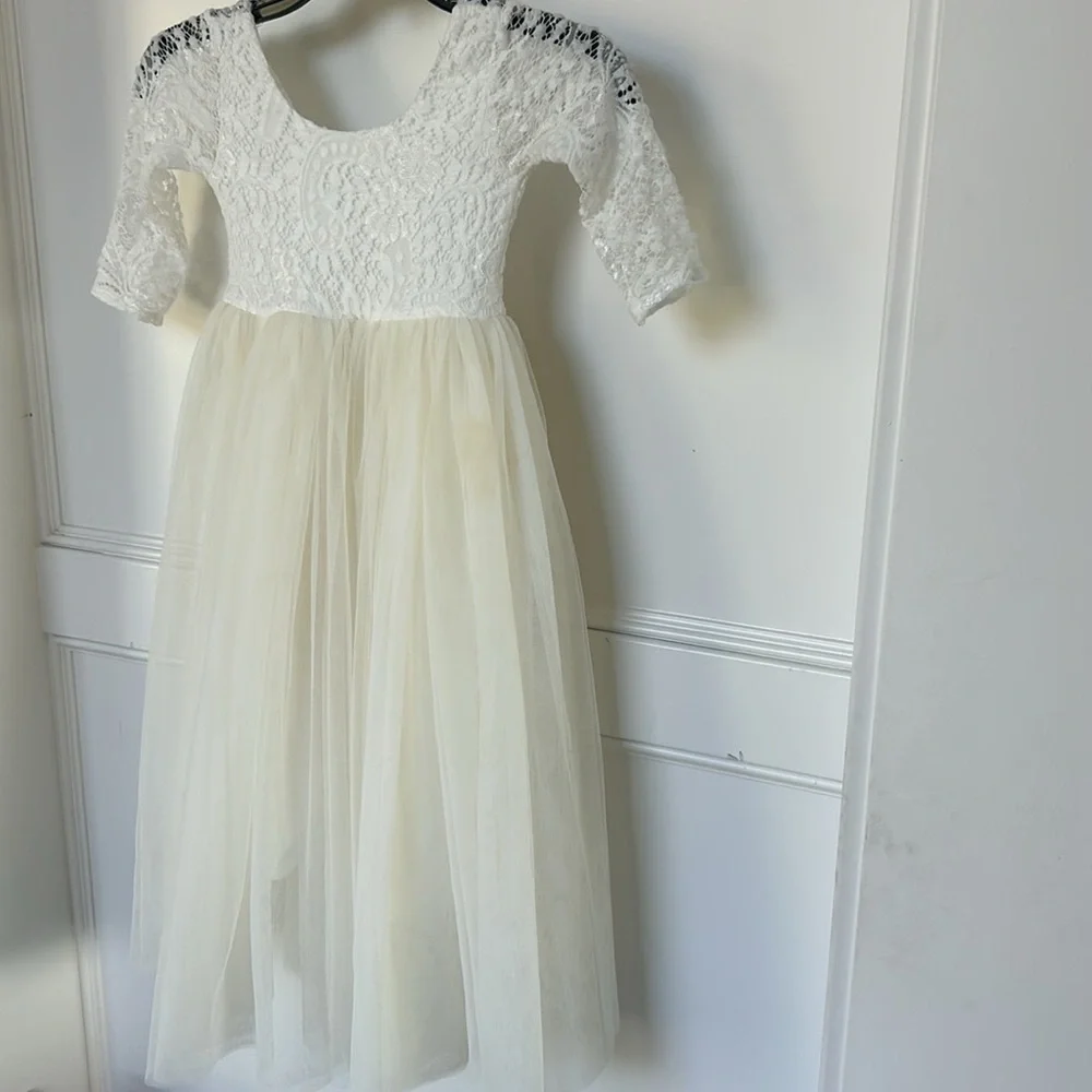 Girl Toddler Tulle Tutu Lace Back Party Flower Girl Full Length Dress